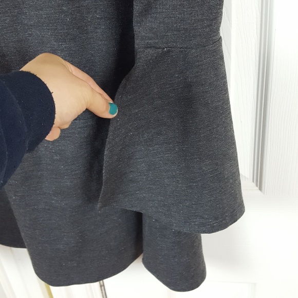 Zara Trafaluc Heathered Gray Bell Sleeves Dress S - Picture 5 of 7